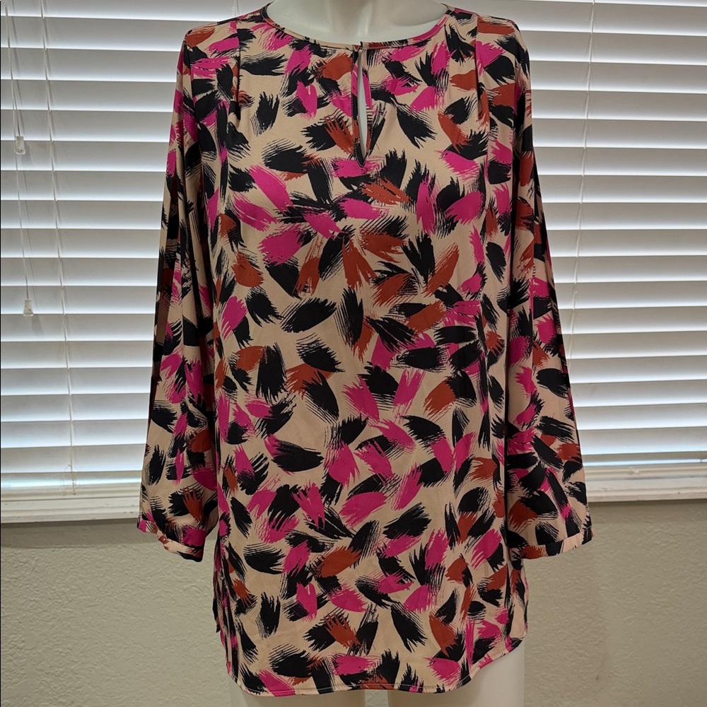 Catherine MaLandrino Women's Multicolor Abstract Print Top